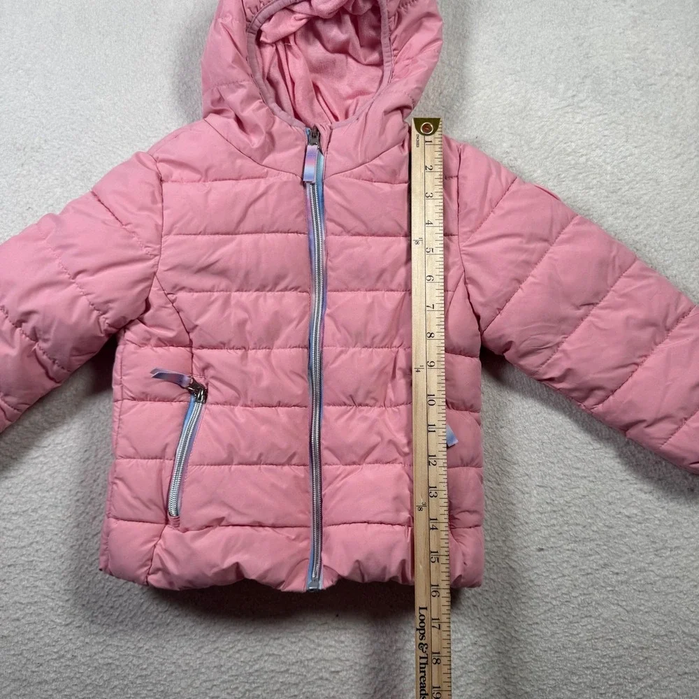 Gerry Puffer Jacket Toddler Girls 4T Pink Excellent Hooded Quilted Zip Up